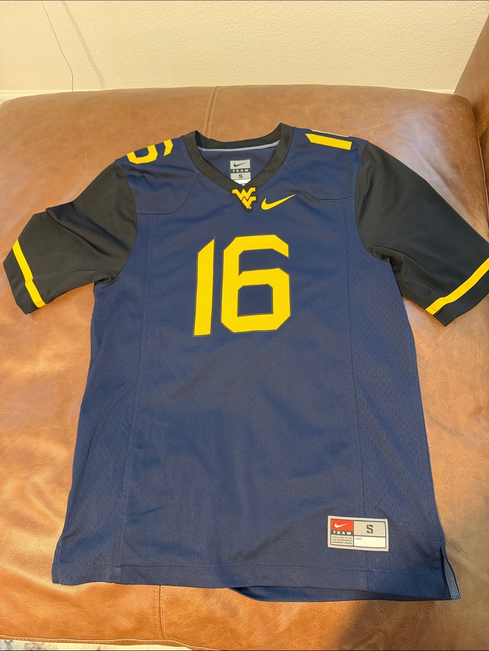 Nike Navy and Gold WVU Football Jersey